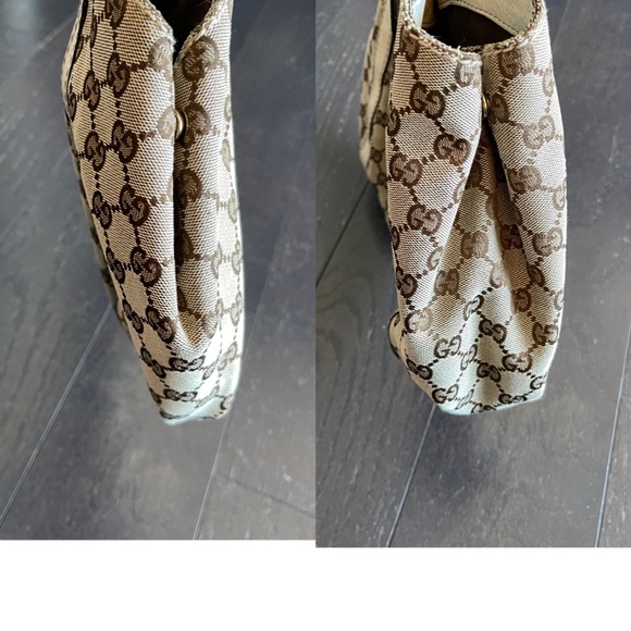 Gucci GG monogram Canvas leather Web beige/cream hobo Tote Bag classic - Picture 15 of 16